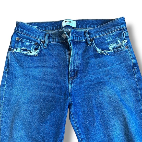 AGOLDE Toni Straight Ankle Jeans Medium Wash Distressed Size 27 Revolve - Picture 6 of 13